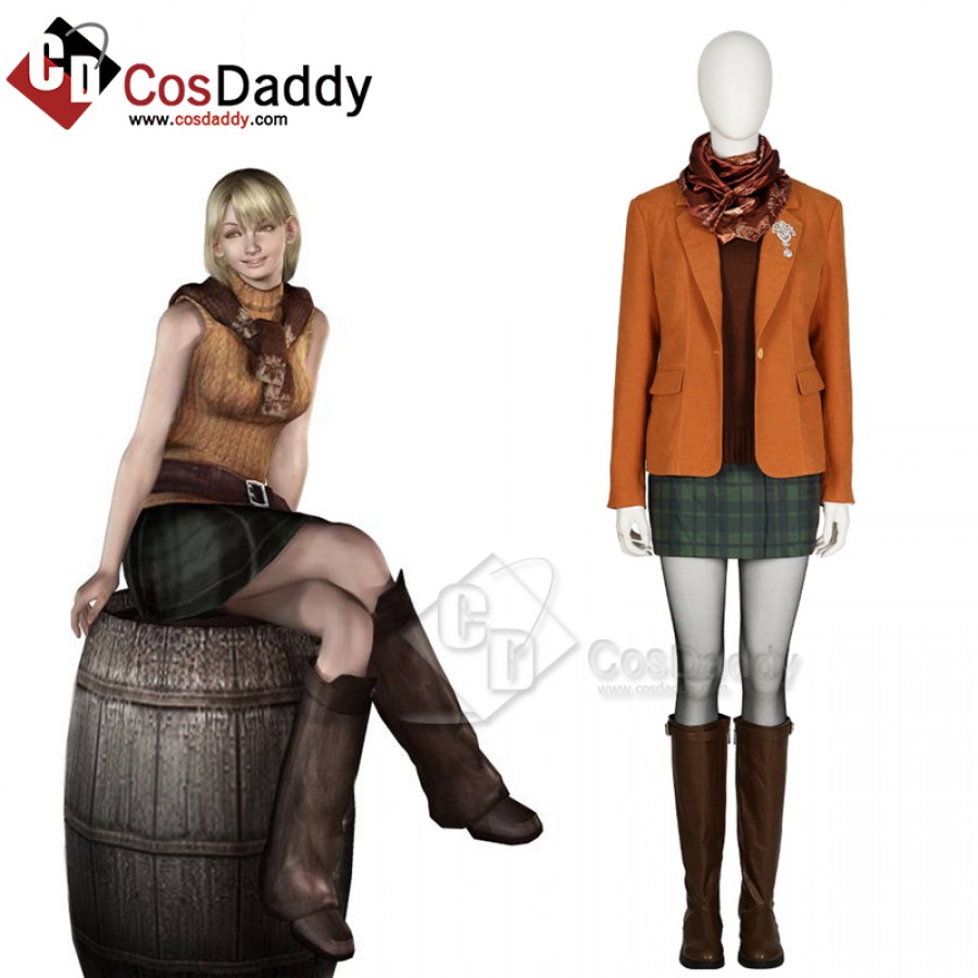 Game Resident Evil 4 Remake Ashley Graham Coat Skirt Cosplay Costume Halloween Outfit 6659